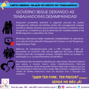 Leia mais sobre o artigo Auxílio Emergencial: Governo segue deixando trabalhadoras desamparadas