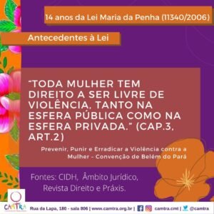 Leia mais sobre o artigo 14 anos Lei Maria da Penha (11.340/2006) – Antecedentes à Lei.