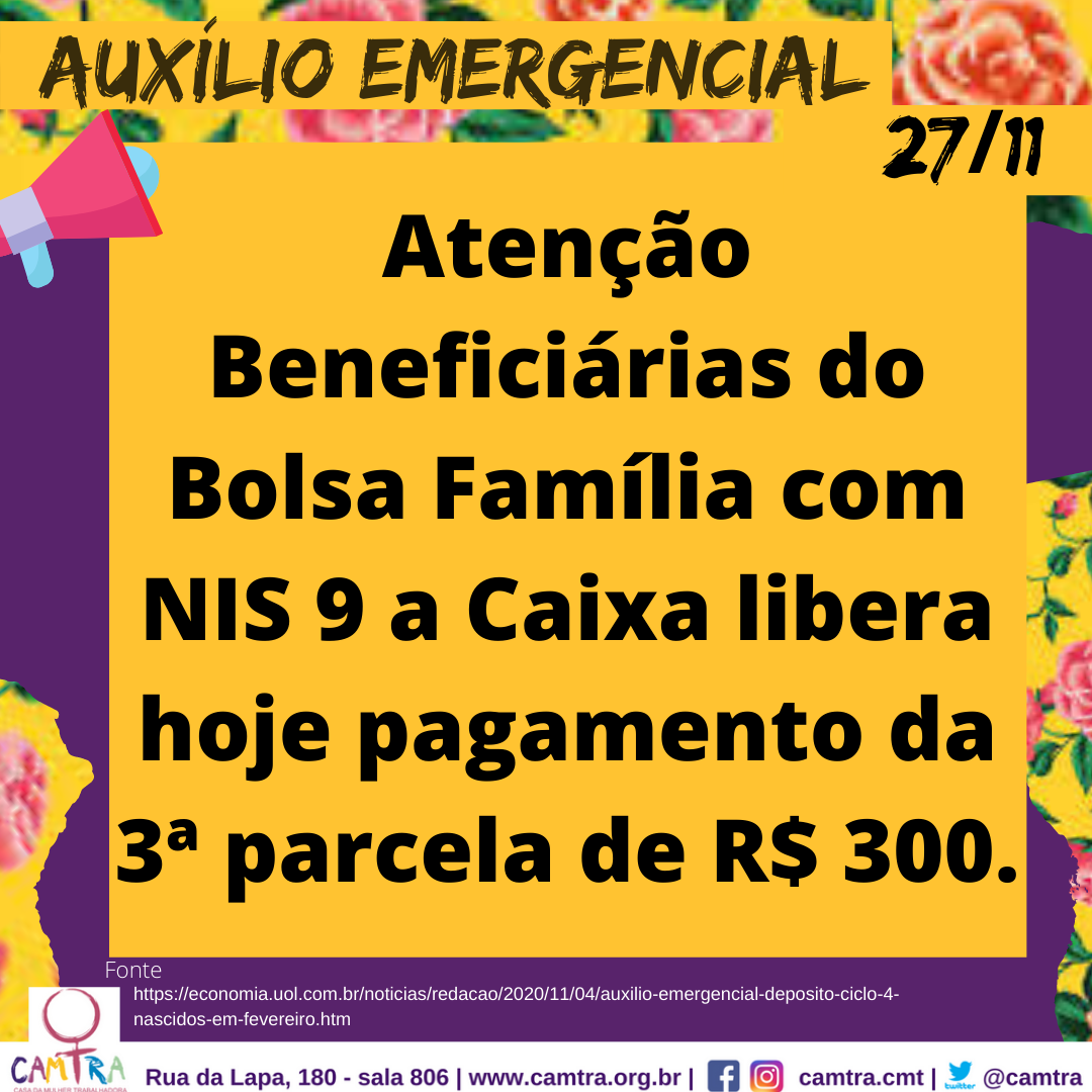 Você está visualizando atualmente Auxílio Emergencial 27 de Novembro