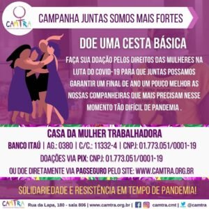 Leia mais sobre o artigo Campanha Juntas Somos Mais Fortes – Doe Uma Cesta Básica