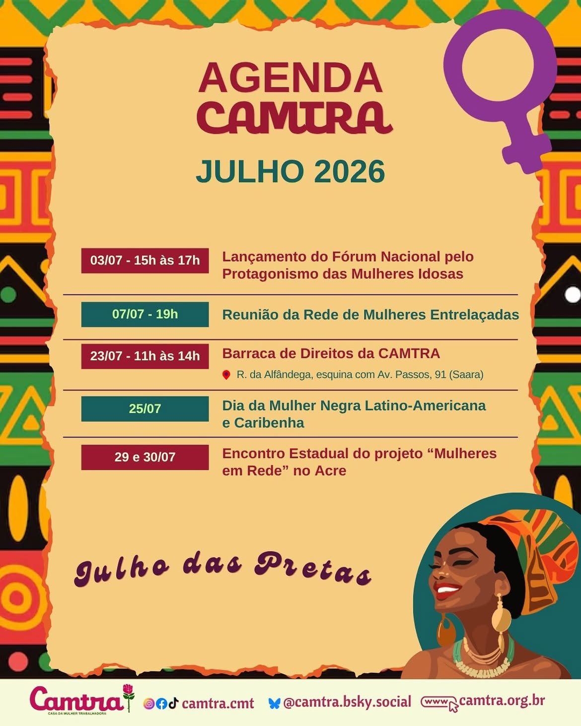 No momento, você está visualizando Confira a agenda atualizada da CAMTRA e acompanhe as atividades que preparamos para este mês!!