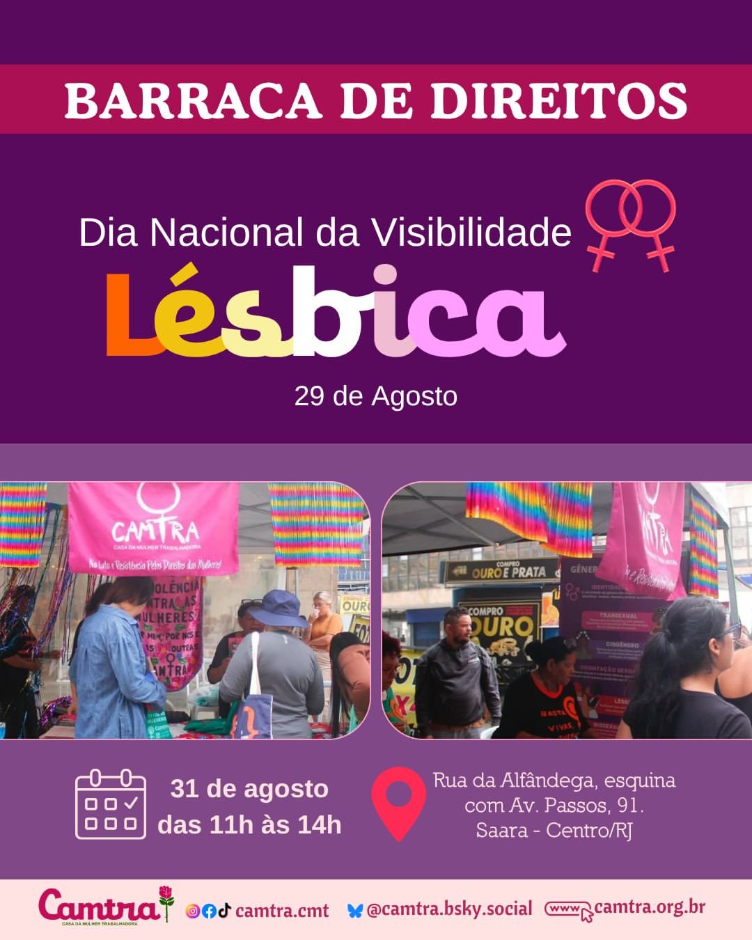 No momento, você está visualizando 31/08, a CAMTRA ocupa o Saara para fortalecer direitos, combater a lesbofobia e celebrar a existência e a resistência lésbica