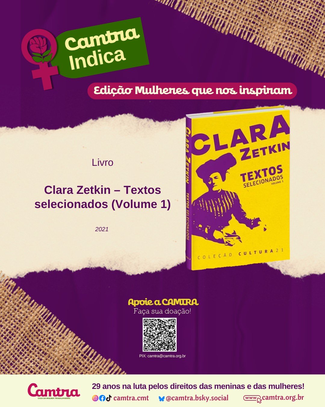 No momento, você está visualizando   Camtra Indica Livro: Clara Zetkin – Textos selecionados (Volume 1)