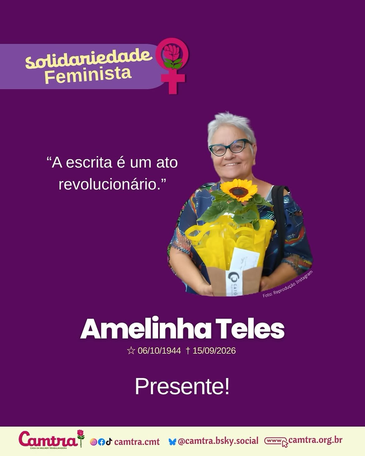 No momento, você está visualizando Em memória de Amelinha Teles