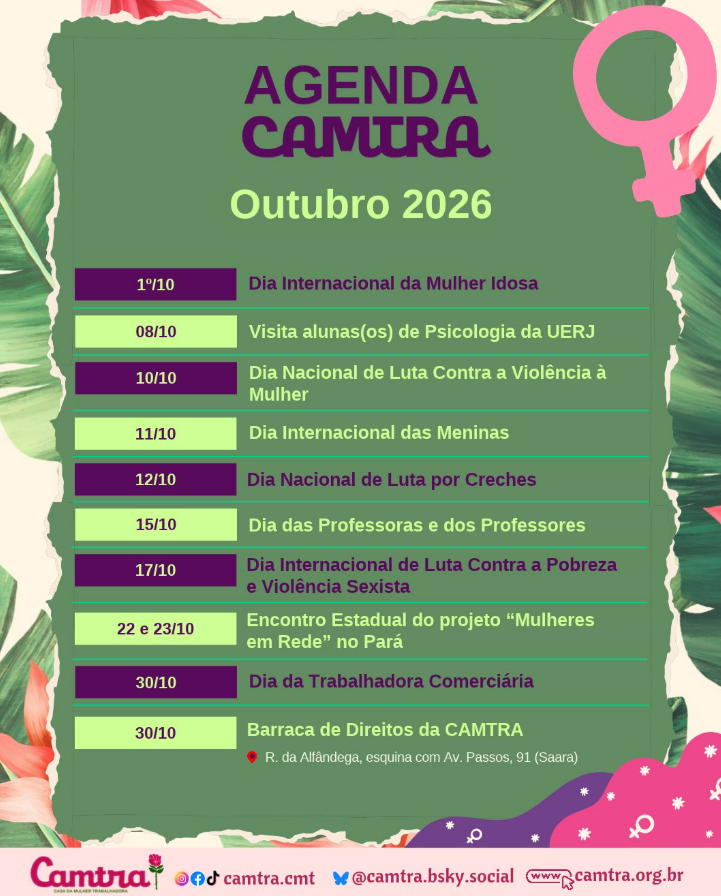 No momento, você está visualizando Confira nossa programação no mês de outubro e venha construir com a CAMTRA!